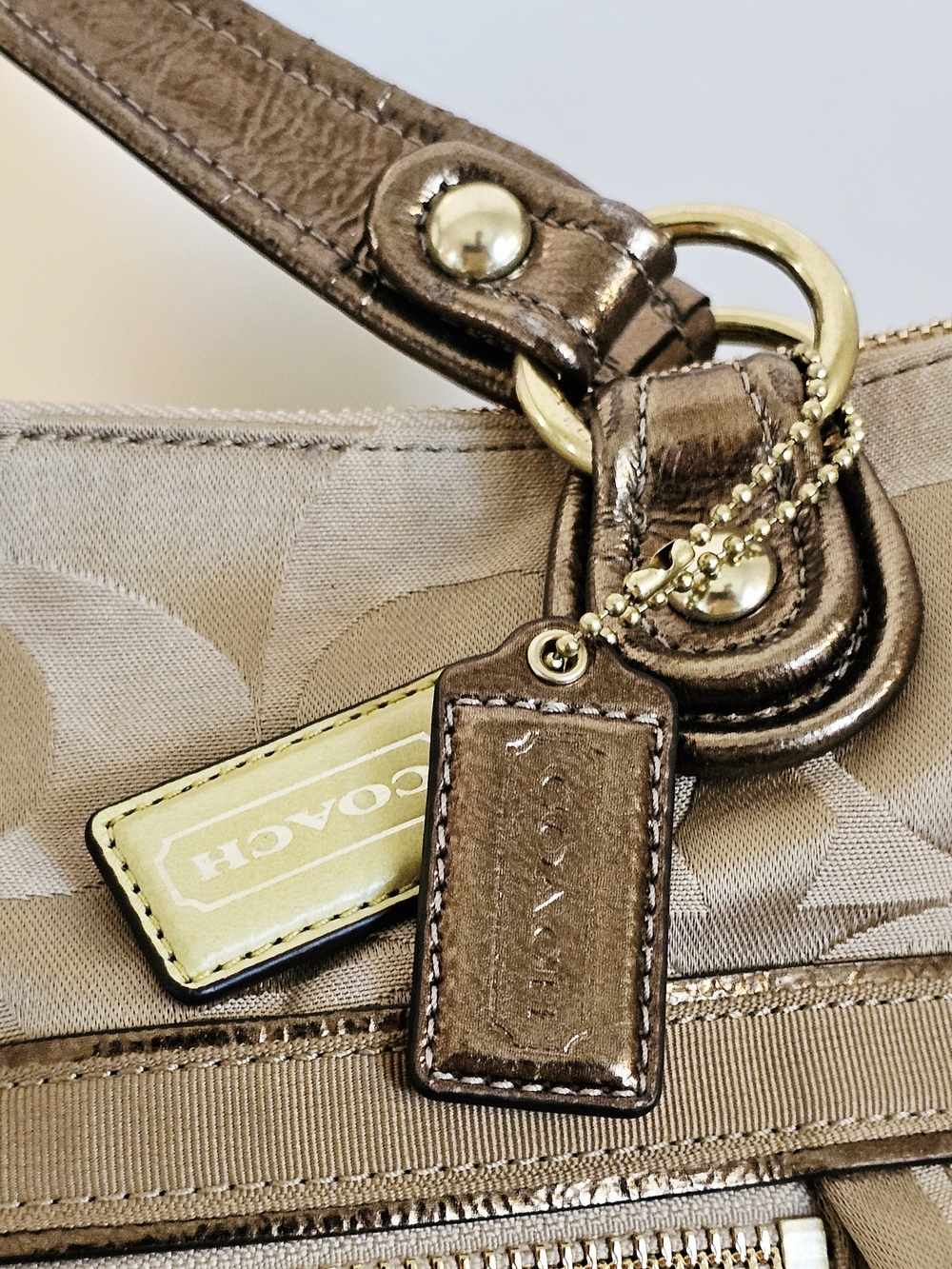 Coach Metallic Gold Signature Tote Bag - Picture 5 of 9